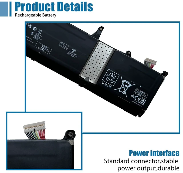 Alt view image 3 of 6 - VANPIR MN06XL Laptop Battery Replacement for HP ZBook Studio 16 G9 ZBook Studio 16 G10 Series Notebook M82230-005 M82220-1C1 M82220-2C1 TPN-DB1B 11.58V 76Wh 6304mAh