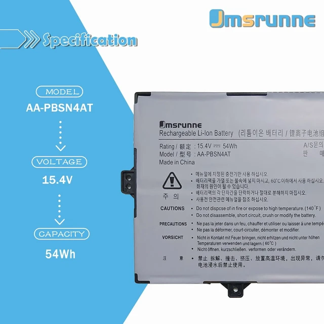 Alt view image 2 of 7 - Jmsrunne AA-PBSN4AT Laptop Battery Replacement for Samsung Galaxy Book 15.6" NP750TDA NP755XDA NP750XDA Series Notebook