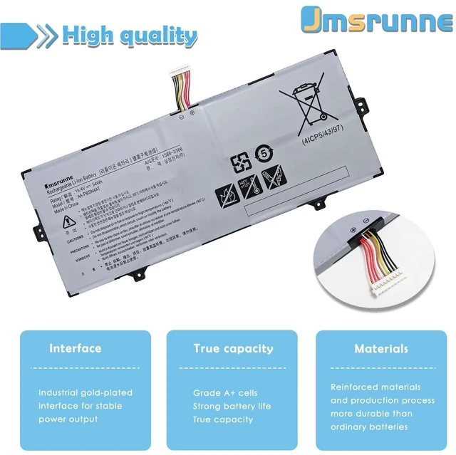 Alt view image 3 of 7 - Jmsrunne AA-PBSN4AT Laptop Battery Replacement for Samsung Galaxy Book 15.6" NP750TDA NP755XDA NP750XDA Series Notebook