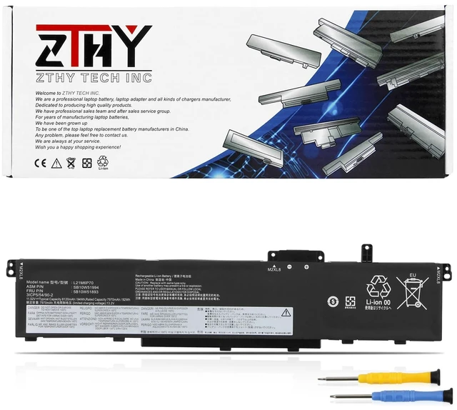 Main image of L21M6P70 L21L6P70 Laptop Battery for Lenovo ThinkPad P16 Gen 1 P16 Gen 2 | ThinkPad P16 1st Gen ThinkPad P16 00CD 2022 Type 21D6 21D7 21FA 21FB Series L21C6P70 L21D6P70 5B10W51893 11.52V 8120mAh 94Wh