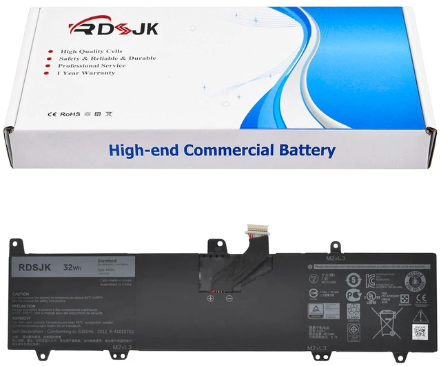 Main image of RDSJ 0JV6J Laptop Battery for Dell Inspiron 11 3000 3162 3164 3168 3169 3179 3180 3185 Series 00JV6J OJV6J 8NWF3 08NWF3 PGYK5 0PGYK5 7.6V 32Wh