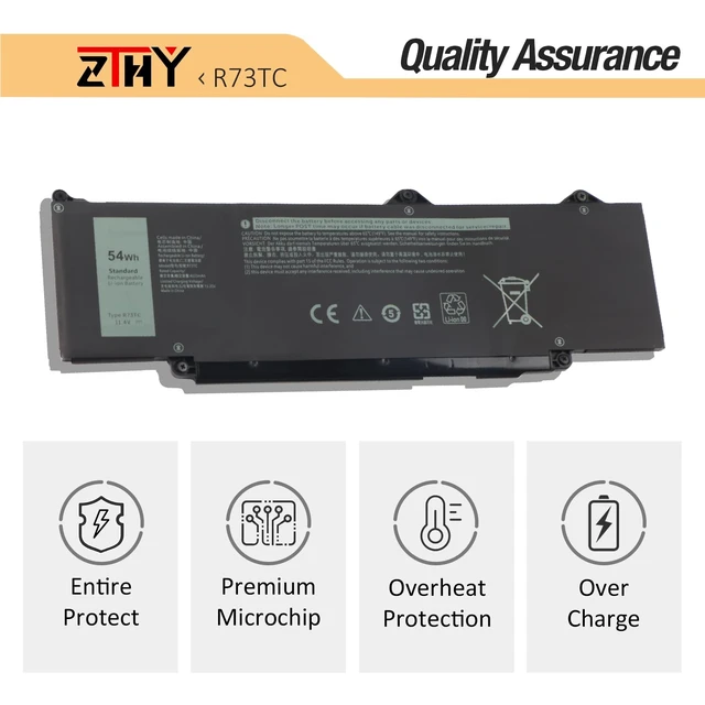 Alt view image 5 of 7 - 54Wh R73TC DR02P Battery for Dell Latitude 5340 5350 5440 5450 5540 5550 | Latitude 3340 3440 3450 3540 3550 7455 Latitude 5340 5350 2-in-1 Precision 3480 3580 3490 3590 803W6 GRWKG JTG7N 11.4V 3-Cell