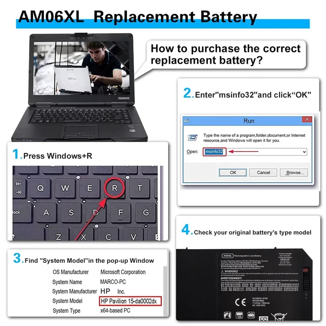 Alt view image 5 of 7 - Bituoer AM06XL 95.9Wh 8310mAh 6-Cell Laptop Battery Compatible with HP Z Book 17 G5 G6 Series Laptop AMO6XL HSTNN-IB8G L07350-1C1 L07044-855 AM06095XL HSN-Q12C 11.55V