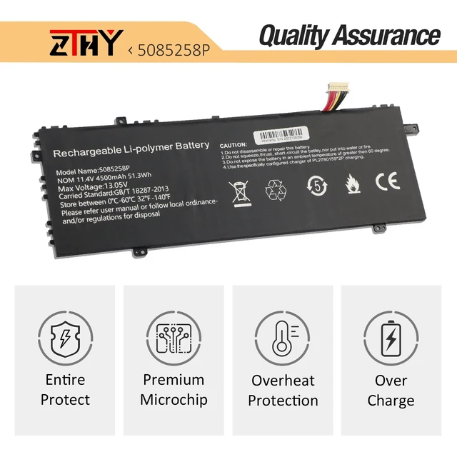 Alt view image 5 of 7 - ZTHY 5085258P Laptop Battery Replacement for Gateway GWTC71427-Bk Series | 11.4V 51.3Wh 4500mAh
