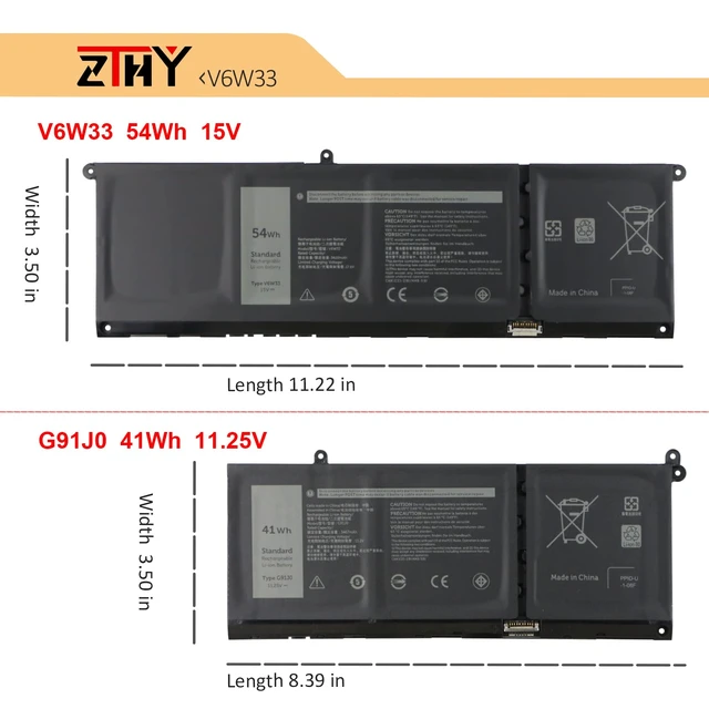 Alt view image 4 of 7 - V6W33 Battery 54Wh 4-Cell Replacement for Dell Inspiron 3510 3511 3515 5310 | 5410 5418 5510 5515 5518 5625 5630 5635 7415 7435 7425 7430 7445 2-in-1 Latitude 3320 3330 3420 3520 Vostro 3515