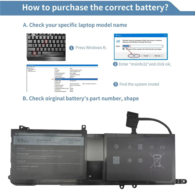 Alt view image 3 of 7 - Perhanmm 99Wh Type 9NJM1 11.4V Laptop Battery for Dell Alienware 17 R4 R5 15 R3 R4 44T2R MG2YH P31E P69F P31E001 P31E002 P69F001 P69F002 HF25D 01D82 546FF 0546FF HF250 0HF250 0MG2YH 11.4V 6 Cell