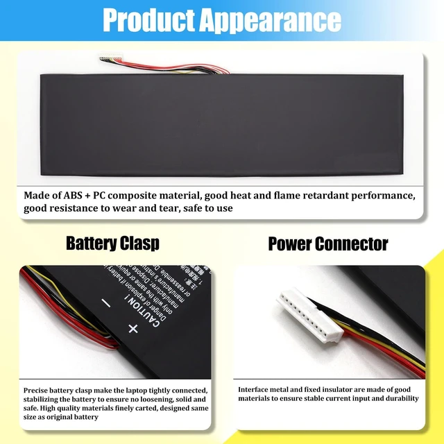 Alt view image 6 of 7 - GlottyBatt GAG-N4A Battery Replacement for Gigabyte Aorus 15 XE5 15G KC XC | 15P XD YD 17G YD 17H, Aero 15 OLED XD 16 XE5 17 HDR YD Series, Laptop Battery 541387460005
