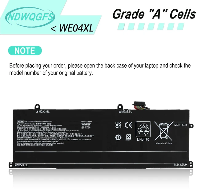 Alt view image 5 of 7 - NDWQGFS WE04XL N39857-005 68Wh Battery for HP Envy/Spectre/Pavilion Plus | Replacement for Envy X360 16-AC/16-AD 2-in-1 Spectre X360 14-EU Pavilion Plus 16-AB 14-EW 14-ey 16t-ab 14-ey Series