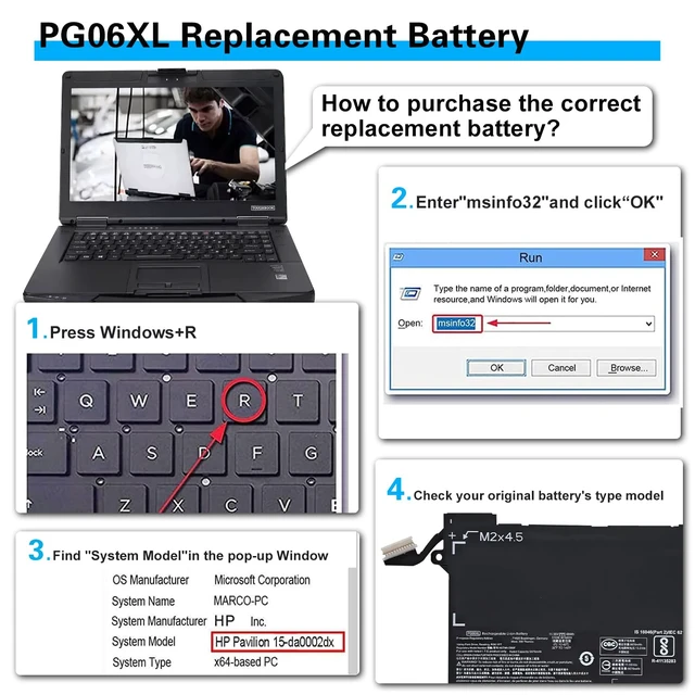 Alt view image 6 of 7 - Bituoer PG06XL 69Wh Battery Replacement for HP Omen 15-DH000 15T-DH000 15-DH0XXX 15-DH1XXX 15T-DH100 15-DH1010CA 15-DH1019NR 15-DH1065CL Omen 5 Air 15-dh0006TX PRC 15-dh0153TX L48431-2C1 L48497-005