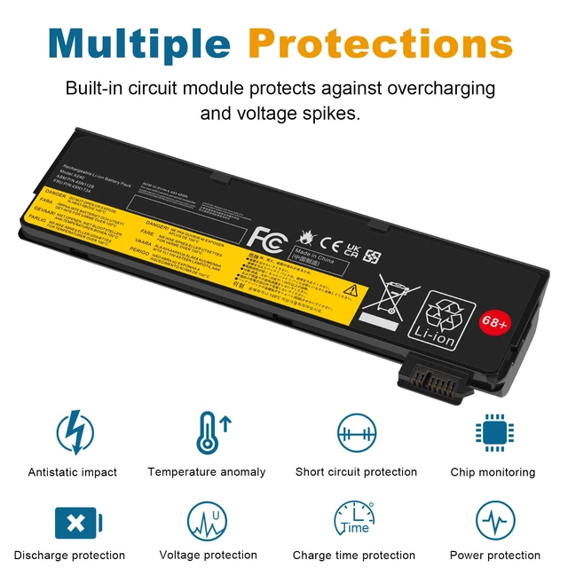 Alt view image 5 of 7 - X240 Battery 68+ 45N1128 Battery Compatible with ThinkPad T440 T440s T450 T450s T460 T460P T470P T550 T560 L450 L460 L470 P50S W550s X250 X260 X270 45N1125 45N1126 45N1127 45N1129 0C52861 0c52862