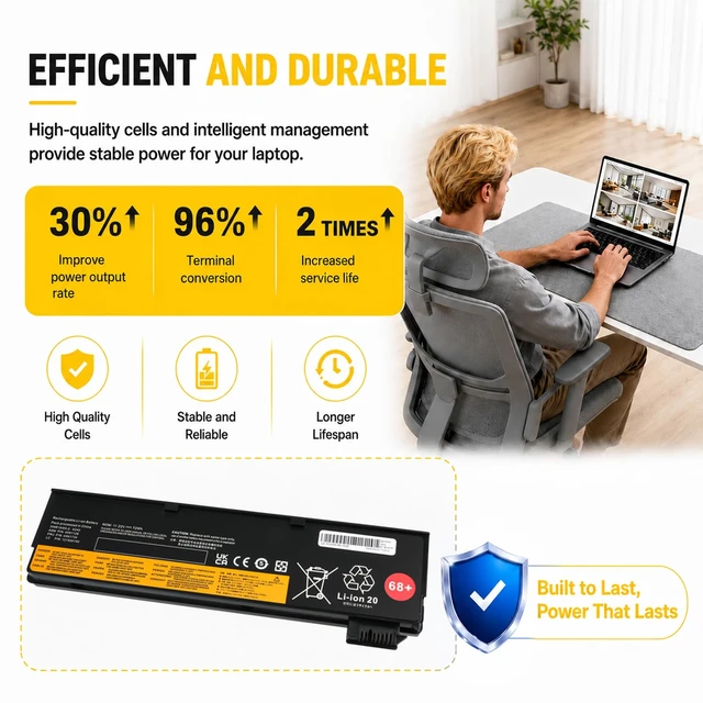 Alt view image 7 of 7 - REYTRIC X240 Battery 68+ 45N1128 Laptop Battery for ThinkPad T440 T440s | Compatible with T450 T450S T460 X230S X240 X240S X250 X260 X270 Series,Internal 45N1113 45N1111 01AV459 45N1109 45N1110