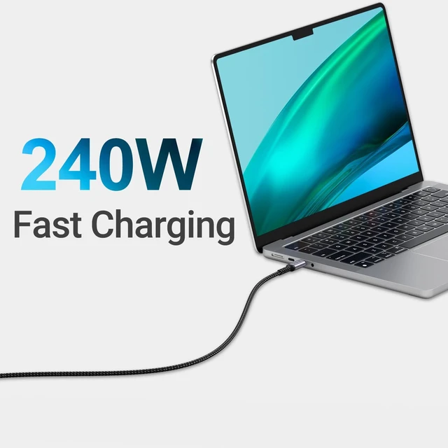 Alt view image 3 of 7 - SUMPK Long 80Gbps USB 4.0 for Thunderbolt 4 Cable 10ft, 2 Packs, 240W PD | 240W Fast Charging, 80Gbps High Speed Data, 16K video, dual 8k monitor display, Compatible for Thunderbolt, USB C Charger