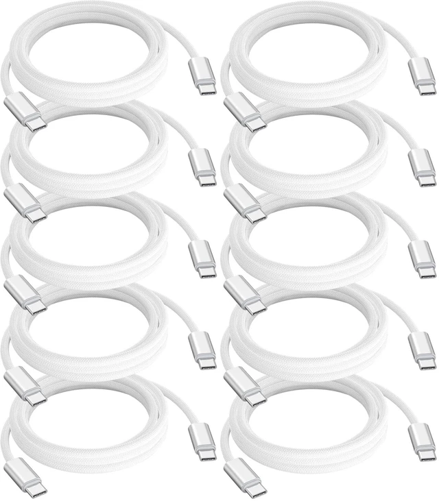 Main image of USB C to USB C Cable 6 FT 10-Pack,Woven 240W Fast Charing & Data USBC Cord | Multipack Braided Charge & 480Mbps Data Sync Type-C Cord for iPhone 15/16/17,MacBook Neo/Pro/Air,iPad Pro/Air,Galaxy