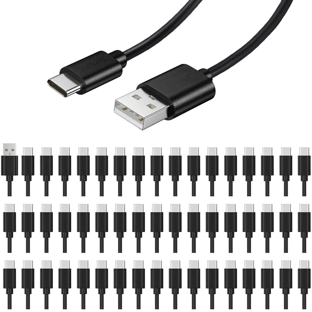 Main image of 50-Pack USB C Charger Cable - Multipack USB to Type-C Bulk Charging Cords | USB 2.0 Wire for USB-C Phones Tablets, 3.3ft Long