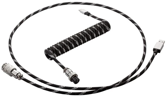 Main image of CableMod Pro Coiled Keyboard Cable (Sterling Foil Black, USB A to USB Type C, 150cm)