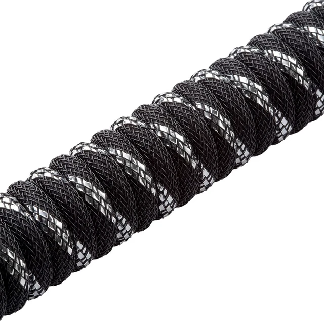 Alt view image 4 of 5 - CableMod Pro Coiled Keyboard Cable (Sterling Foil Black, USB A to USB Type C, 150cm)