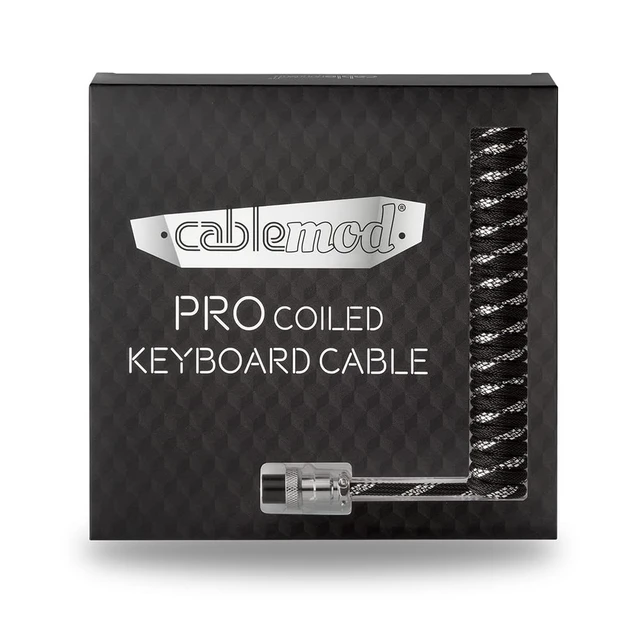 Alt view image 5 of 5 - CableMod Pro Coiled Keyboard Cable (Sterling Foil Black, USB A to USB Type C, 150cm)