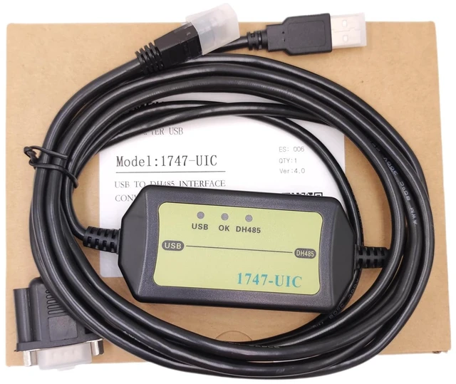 Main image of LITKEQ 1747-UIC Programming Cable for AB PLC SLC5/01/02/03/05 and Micrologix 1000 Series, USB to DH485/RS485/RS232, for Allen Bradley 1747-UIC Repalcement