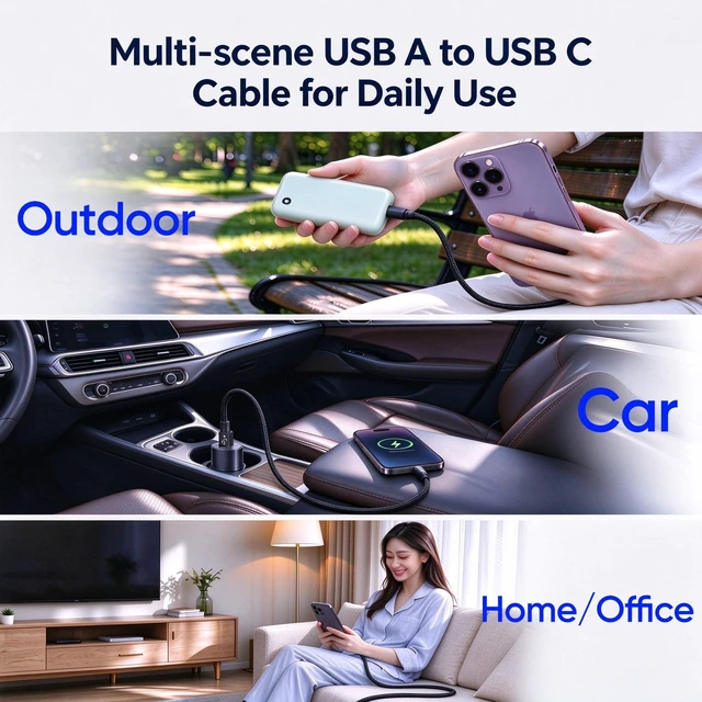 Alt view image 7 of 7 - USB A to USB C Cable 6ft 20 Pack, 3A Fast Charging Type C Cord Multipack | Upgraded Metal Case, Nylon Braided USB C Cord. For iPhone 17/16/15, Samsung Galaxy S25/S24/S23, Pixel, iPad and more. (Black)