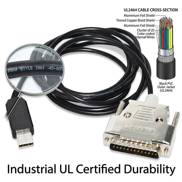 Alt view image 3 of 6 - Pidwaok FT232RL USB to RS232 DB25 Male Cable 1.8m for Sartorius Analytical Balance BSA CPA CP GC GP Series Serial Communication Adapter