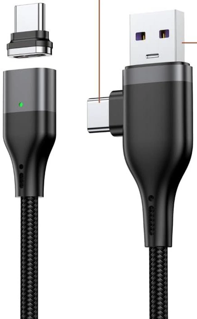 Main image of ZBF USB A to USB C and USB C to USB C Magnetic Charging CableBlackB | 100W USB A to USB C and USB C to USB C Fully Compatible Interface Magnetic Charging Cable