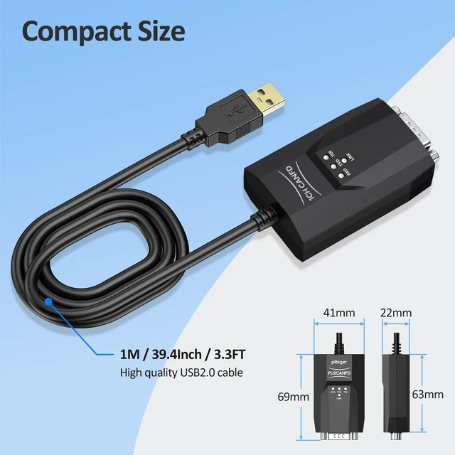 Alt view image 6 of 7 - Pibiger USB to CAN Analyzer Cable SavvyCAN-FD- C CAN FD Speed Up to 12M Isolated Against USB 2.5KV CE FCC