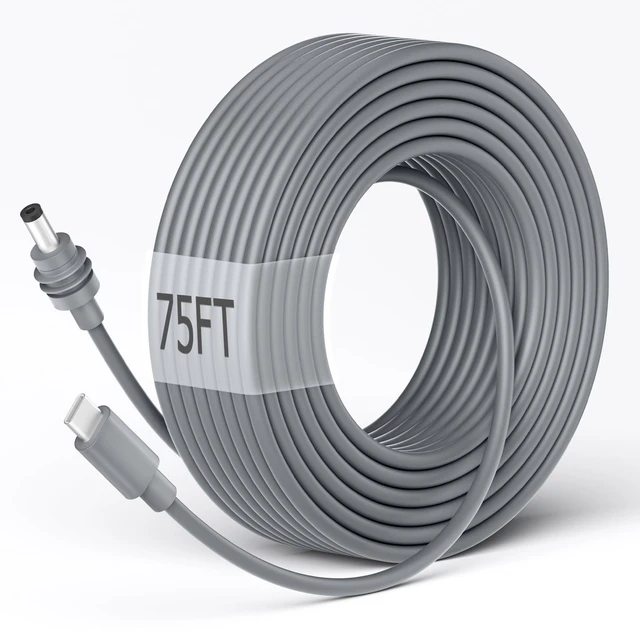 Main image of 75FT Starlink Mini USB C to DC Power Cable PD 100W+ USB Type C to DC Cord | Starlink Mini Accessories Cable, Compatible with Power Bank 20V/5A 100W+ PD Source, Waterproof Gray 18AWG 75FT/23M