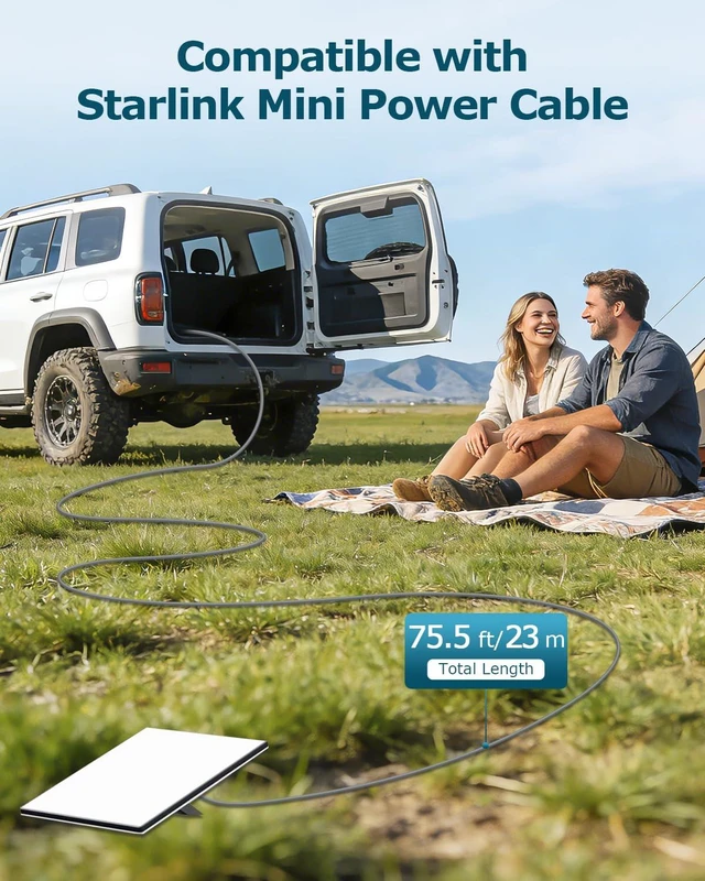 Alt view image 6 of 6 - 75FT Starlink Mini USB C to DC Power Cable PD 100W+ USB Type C to DC Cord | Starlink Mini Accessories Cable, Compatible with Power Bank 20V/5A 100W+ PD Source, Waterproof Gray 18AWG 75FT/23M
