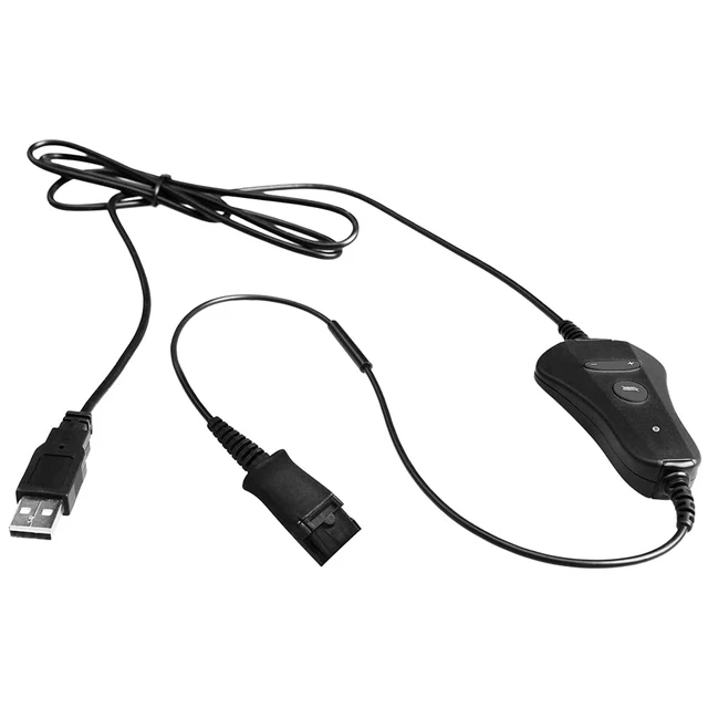Alt view image 3 of 6 - QD-to-USB Adapter Cable with Volume-Mute - 5PACK for 4-Pin Plantronic-QD Plug Headset