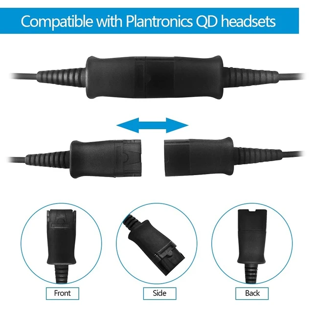 Alt view image 4 of 6 - QD-to-USB Adapter Cable with Volume-Mute - 5PACK for 4-Pin Plantronic-QD Plug Headset