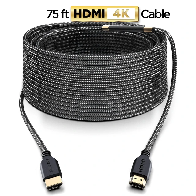 Alt view image 2 of 7 - PowerBear 4K HDMI Cable 75 ft,High Speed Braided Nylon Gold Plated ARC CL3 | 4K@60Hz, 1080P, 18Gbps high speed, Ultra HD, for Laptop, Monitor, PS5, PS4, Xbox One, Fire TV, & More
