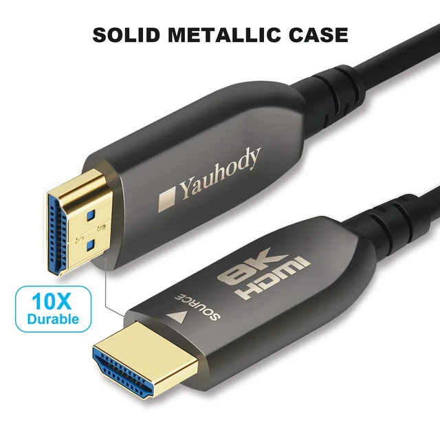 Alt view image 3 of 6 - Yauhody Real 8K HDMI Fiber Optic Cable 75ft, CL3 Rated, Ultra High Speed 48Gbps HDMI 2.1 Over Fiber, Supports 10K, 8K@60Hz, 4K@144Hz/120Hz/60Hz, HDCP 2.2 & 2.3, 4:4:4, eARC, Dynamic HDR 10, 3D (75ft)
