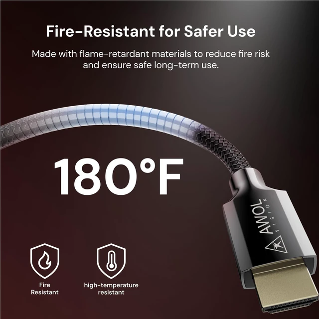 Alt view image 5 of 7 - AWOL VISION HDMI 2.1 Cable 6.56ft,8K Certified, 48Gbps Ultra High Speed HDMI Cable 8K@60Hz, 4K@120Hz, 2K@144Hz, Compatible with PS5/Xbox/TV/PC/Projector