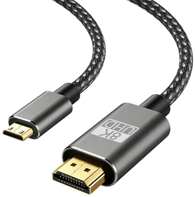 Main image of 8K Mini HDMI to HDMI 2.1 Cable 25FT,8K@60Hz 4K@240Hz,48Gbps,Bi-Directional | Hdmi to Mini Hdmi cord for Raspberry Pi Zero/Zero 2 W, Canon Nikon Camera, Camcorder, Portable Monitor,Tablet,TV, Projector