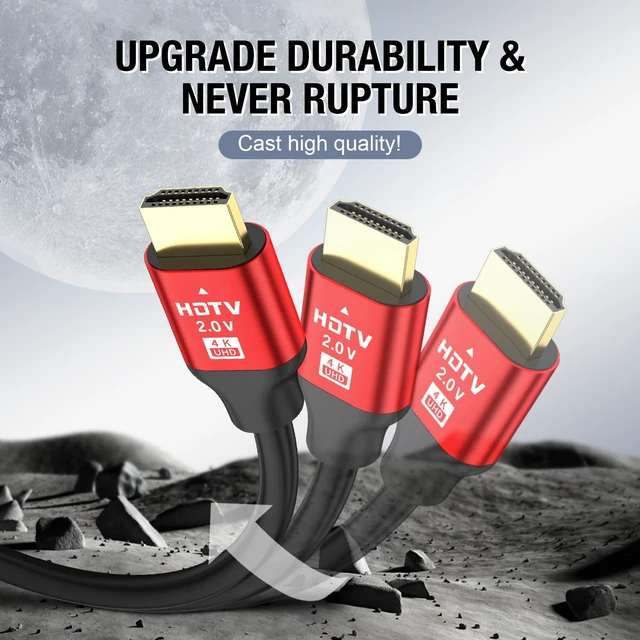 Alt view image 2 of 7 - grofyllaa 4K Hdmi Cable 100FT, High Speed Hdmi 2.0 Cable 4K@60Hz 2K@120Hz, Gold-Plated Connector 3D ARC HDCP 2.2 &2.3 for HDTV/Blu Ray Playback/Projectors/Laptops/PS4/PS5(Red)