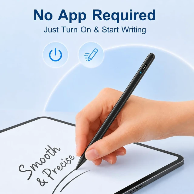Alt view image 6 of 7 - Stylus Pen 2P for Touchscreen, Compatible for Phones/Tablet, Black | USB-C Rechargeable Active Stylus with 1.5 mm fine tip for Writing, Drawing, Notes and Touchscreen Navigation