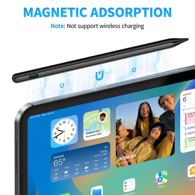 Alt view image 7 of 7 - Stylus Pen 2P for Touchscreen, Compatible for Phones/Tablet, Black | USB-C Rechargeable Active Stylus with 1.5 mm fine tip for Writing, Drawing, Notes and Touchscreen Navigation