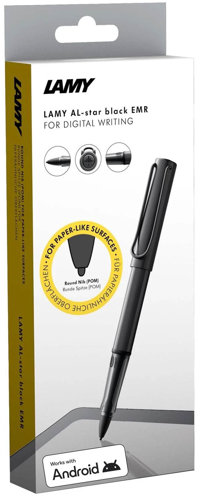 Main image of Lamy AL-star EMR black (POM tip) - Stylus Pen for many Android devices - Touchscreen pen with ergonomic grip - precise writing & drawing on digital media - with function button