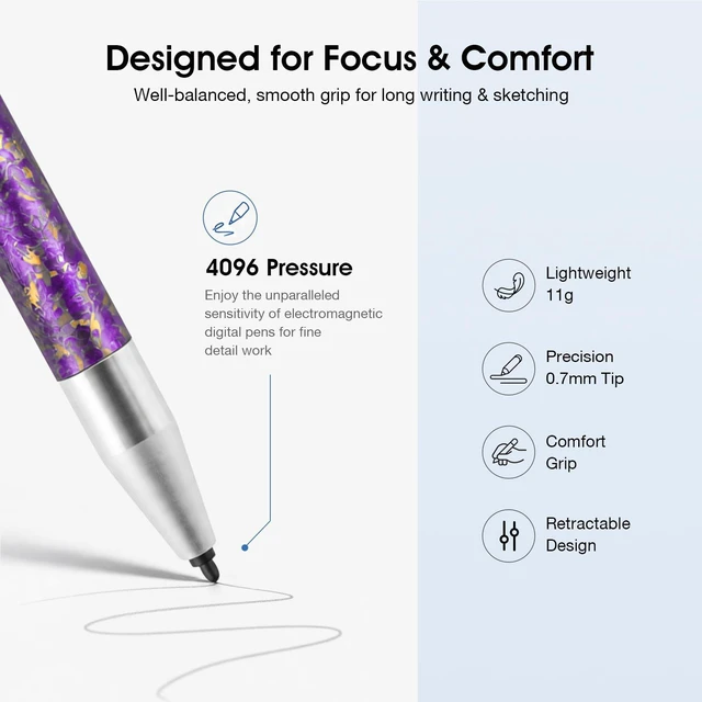 Alt view image 5 of 7 - Titanium Magnetic EMR Stylus for E-Ink Devices, Retractable Magnetic Digital Pen with Precision Fine Tip, Lightweight Writing Pen Compatible with Remarkable 2, Kindle Scribe, BOOX, Supernote, Purple