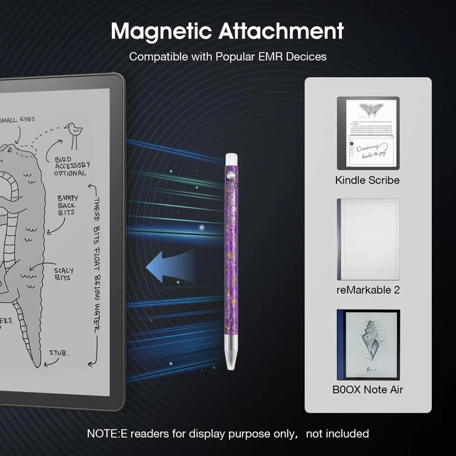 Alt view image 7 of 7 - Titanium Magnetic EMR Stylus for E-Ink Devices, Retractable Magnetic Digital Pen with Precision Fine Tip, Lightweight Writing Pen Compatible with Remarkable 2, Kindle Scribe, BOOX, Supernote, Purple