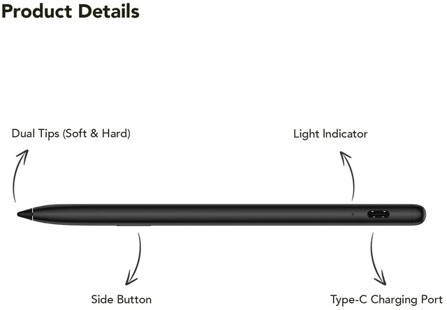 Alt view image 6 of 6 - TCL T-Pen 2 Digital Stylus Pen for TCL Tablets, 4,096 Pressure Levels | Interchangeable Tips, Press-and-Hold Eraser, 112-Hour Long Battery, Lightweight Stylus for Writing, Drawing, Sketching