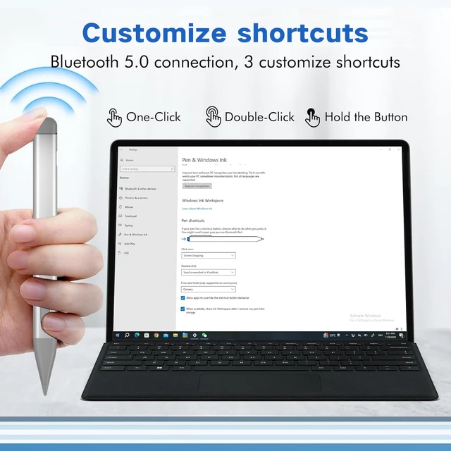 Alt view image 7 of 7 - Slim Pen 2 for Microsoft Surface with 4096 Pressure, Eraser & Right-Click, Palm Rejection,Graphite Nib,for Surface Pro 12/11/10/9/8/7/6/5/4/X,Surface Go 4/3/2,Book 3/2/1,Laptop1-6,Surface Studio 2+/2