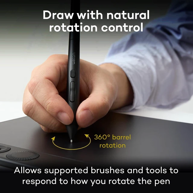 Alt view image 2 of 7 - Wacom Art Pen 2, with 360° Rotation, Pressure Sensitivity and Tilt Control | Traditional tool feel w/rotation, pressure and tilt sensitivity for artists creating expressive brush strokes & digital art