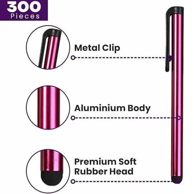 Alt view image 2 of 6 - TCD 300 Pack Stylus Pen Set - Touch Screen Devices, Thick Rubber Tip, Multi | Universal Capacitive Stylus for iPad, iPhone, Android, Samsung Galaxy, Tablets, Smartphones - Classroom, Office & Home Use