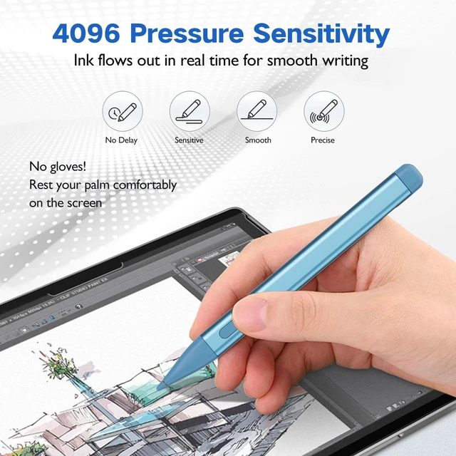 Alt view image 5 of 7 - Slim Pen 2 for Microsoft Surface with 4096 Pressure, Eraser & Right-Click, Palm Rejection,Graphite Nib,for Surface Pro 12/11/10/9/8/7/6/5/4/X,Surface Go 4/3/2,Book 3/2/1,Laptop1-6,Surface Studio 2+/2