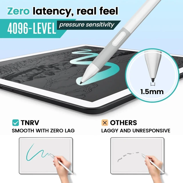 Alt view image 4 of 7 - TNRV Kindle Scribe Colorsoft 11" Pen Replacement Stylus for Scribe 11" | Smooth Color Notes on Scribe Colorsoft 11",4096-Level Pressure,Tilt Support,Eraser,Silicone Grip,Magnetic Attach,5 Tips
