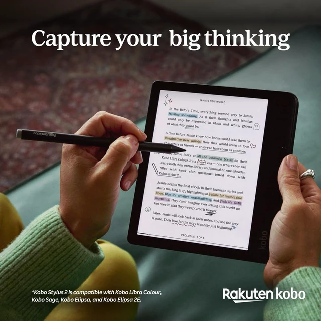 Alt view image 4 of 5 - Kobo Stylus 2 | Mark Up, Write Notes and Make Highlights | Rechargeable via USB-C |Compatible with 7" Libra Colour eReader & Kobo Sage eReader (Black)