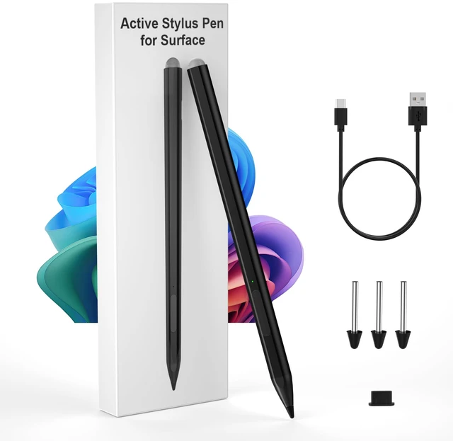 Main image of Surface Pen - Premium, 4096 Finest Control, Rechargeable, Palm Rejection | Stylus Pen for Surface Pro 12/11/10/9/8/7+/7/X/6/5/4/3,Go/Book/Laptop/Studio, Magnetic,Right-click,Eraser,Touch Cap,3 Tips