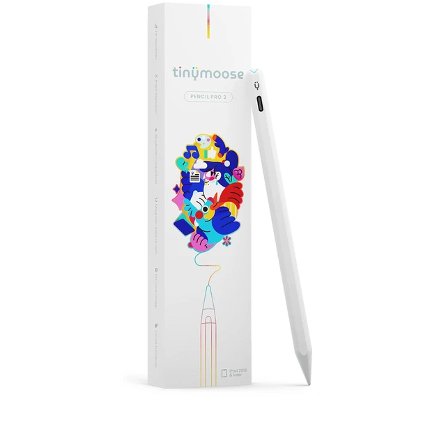 Main image of Tinymoose iPad Pencil Pro 2 Stylus Pen for iPad, Gesture Control, Tilt Sensitivity & Palm Rejection, 2.5X USB-C Fast Charge, iPad 6-11th/A16, Air M2/M3, Mini 7, Pro M4/M5 (Alpine White)