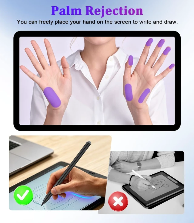 Alt view image 5 of 7 - Surface Pen - Premium, 4096 Finest Control, Rechargeable, Palm Rejection | Stylus Pen for Surface Pro 12/11/10/9/8/7+/7/X/6/5/4/3,Go/Book/Laptop/Studio, Magnetic,Right-click,Eraser,Touch Cap,3 Tips